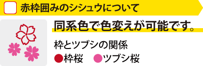 同系色で色変えが可能です。ツブシと枠の関係